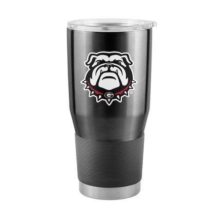 Logo Brands Georgia 30oz Bulldog on Black Gameday Stainless Steel Tumbler 142-S30T-1B